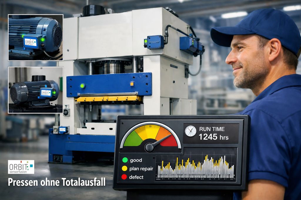 Schwingungsüberwachung am Pressenantrieb durch den Instandhalter.